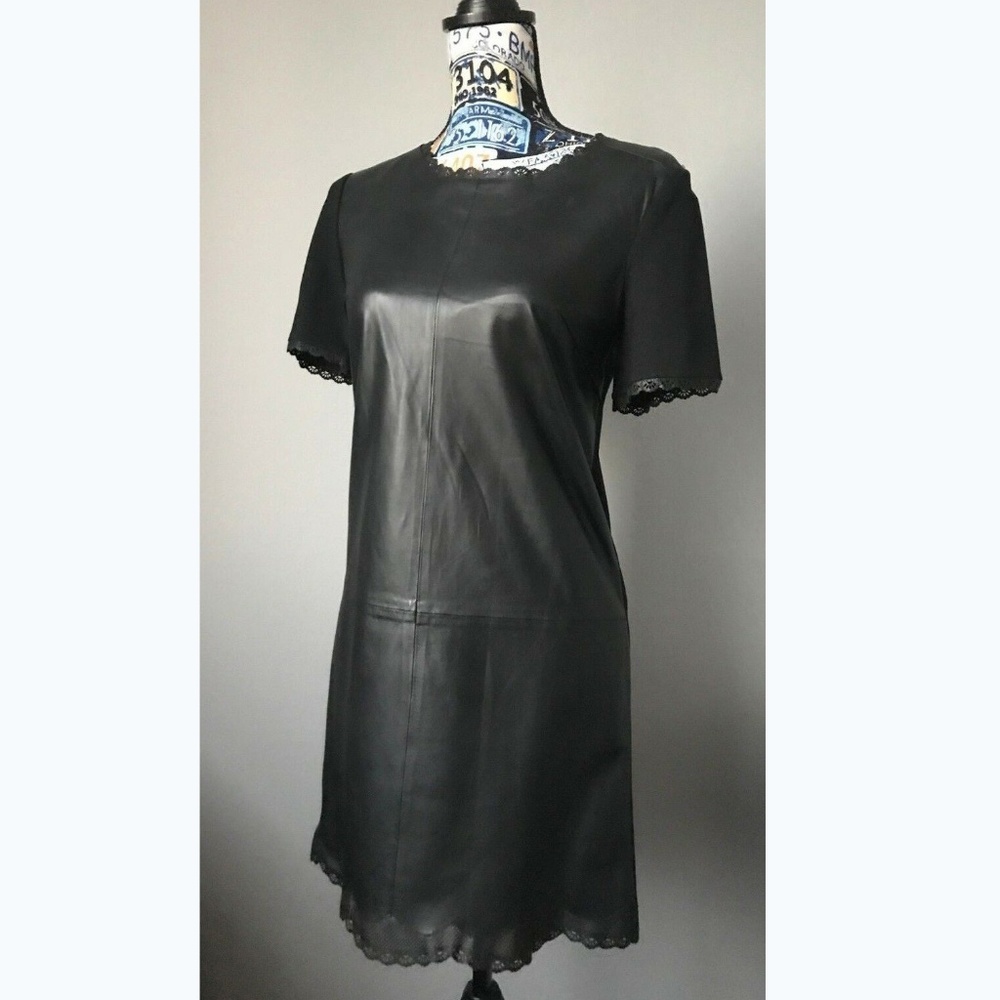 Max Mara Black leather dress Straight Size XS NEW